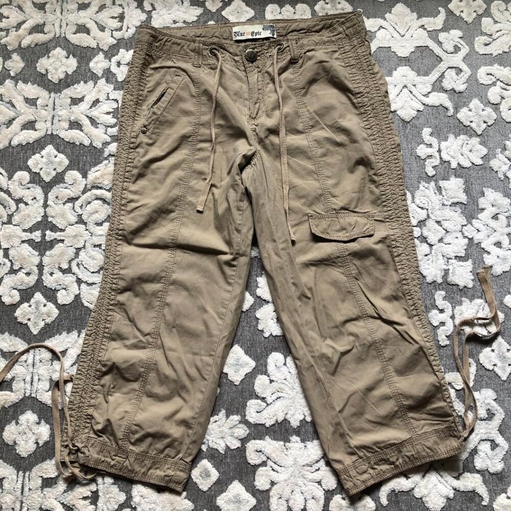 Blue Epic, Women's, Cargo Capris, Size 10, Taupe, with drawstring waist & legs